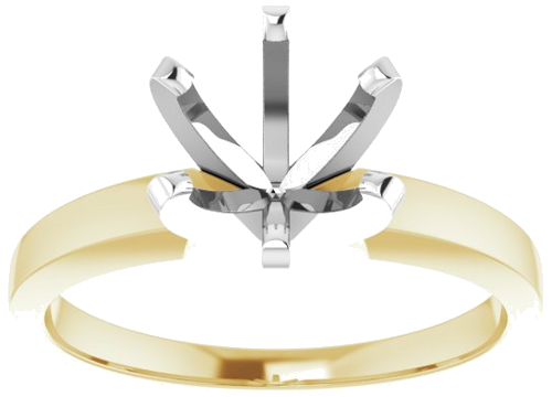 14K Yellow   White 7.3-7.7 mm Round 6-Prong Solitaire Engagement Ring Mounting (3)