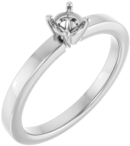 10K White 4.1 mm Round Solitaire Engagement Ring Mounting (1)
