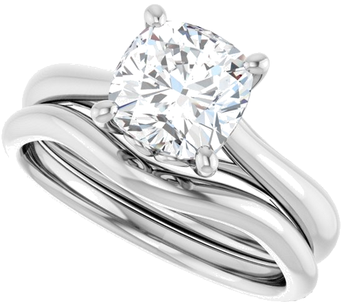 14K White  7 mm Cushion Solitaire Engagement Ring Mounting (10)