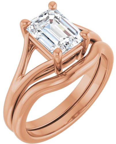 Sužadėtuvių Žiedas „Split Shank“ 585 Rožinis Aukso Emerald 8mm x 6mm (6)