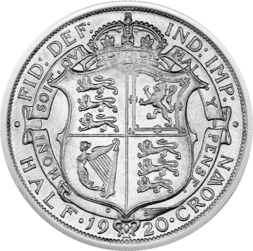 1/2 Krona Džordžs V Lielbritānija (1920-1926) sudraba monēta (2)