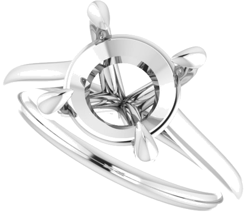 14K White  9 mm Round Solitaire Engagement Ring Mounting (5)