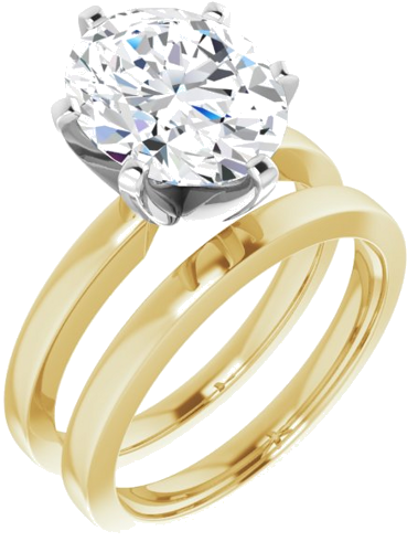 14K Yellow White 11x9 mm Oval Solitaire Engagement Ring Mounting (6)