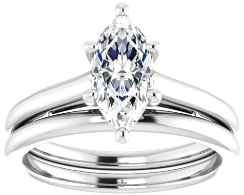 14K White  10x5 mm Marquise Solitaire Engagement Ring Mounting (8)
