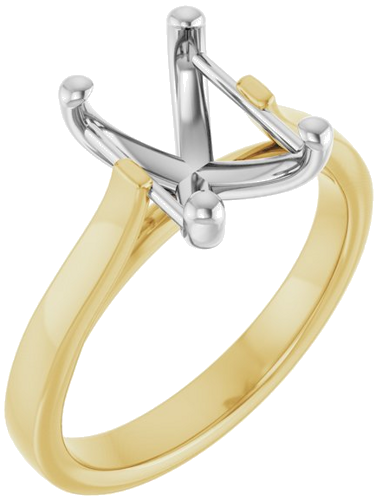 Sužadėtuvių Žiedas „Solitaire“ 585 Baltojo Ir Geltonojo Aukso Emerald 9mm x 7mm (1)