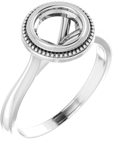 14K White 6.5 mm Round  Solitaire Engagement Ring Mounting (1)