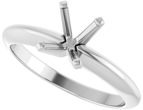 14K White 6.5x4.5 mm Emerald Solitaire Engagement Ring Mounting (5)