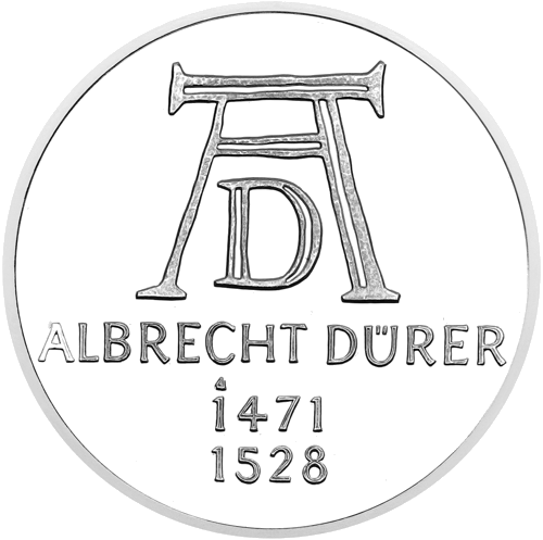 1971 Albrehts Dīrers Vācija 5 marku sudraba monēta (1)