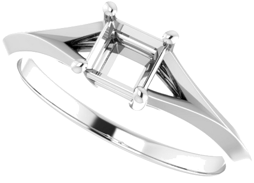 Sužadėtuvių Žiedas „Solitaire“ 585 Baltojo Aukso Square 4.5mm (5)