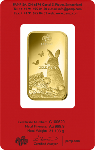 1 oz Investment Gold Bar 2023 Year of the Rabbit PAMP (2)