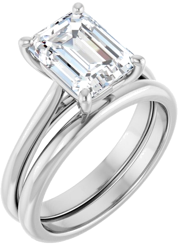 14K White 9x7 mm Emerald Solitaire Engagement Ring Mounting (6)