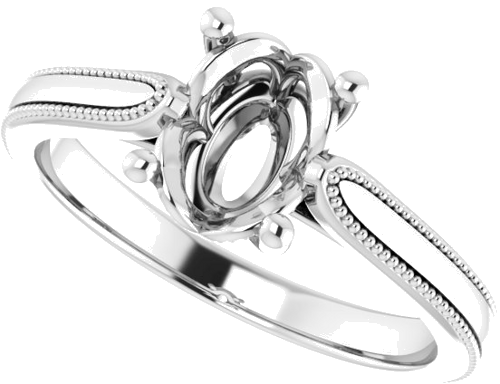 Sužadėtuvių Žiedas „Solitaire“ 585 Baltojo Aukso Oval 8mm x 6mm (5)