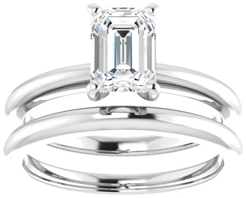 Sužadėtuvių Žiedas „Solitaire“ 585 Baltojo Aukso Emerald 7mm x 5mm (8)