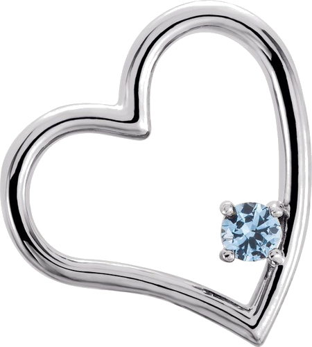 14K White 1-stone 3 mm Round 1-Stone Family Heart Pendant Mounting (3)