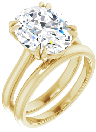 14K Yellow 12x10 mm Oval Solitaire Engagement Ring Mounting (6)