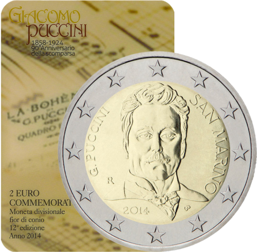 2014 Sanmarīno Pučīni 2 eiro monēta (1)