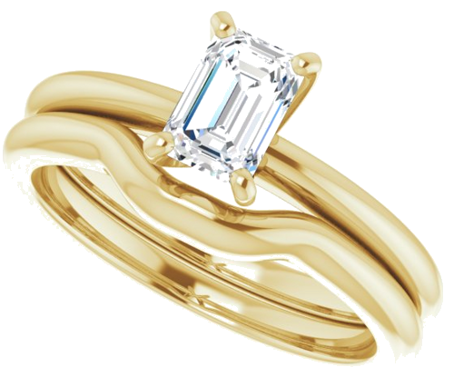 14K Yellow  6x4 mm Emerald Solitaire Engagement Ring Mounting (10)