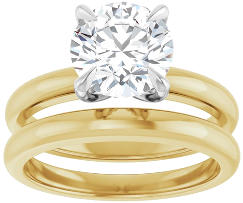 14K Yellow White 8 mm Round Solitaire Engagement Ring Mounting (8)