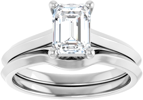 Sužadėtuvių Žiedas „Solitaire“ 585 Baltojo Aukso Emerald 7mm x 5mm (8)