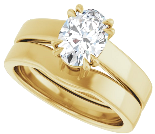 Sužadėtuvių Žiedas „Solitaire“ 585 Geltonojo Aukso Oval 8mm x 6mm (10)