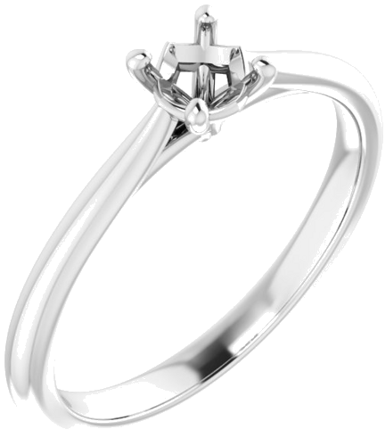 14K White 4.4 mm Round Solitaire Engagement Ring Mounting (1)