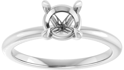 14K White 6.5 mm Round Solitaire Engagement Ring Mounting (3)