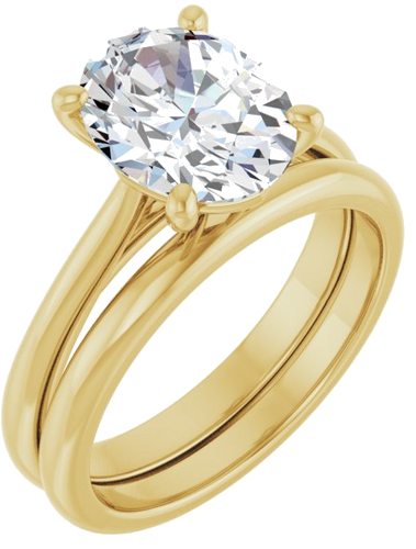 Sužadėtuvių Žiedas „Solitaire“ 585 Geltonojo Aukso Oval 10mm x 8mm (6)