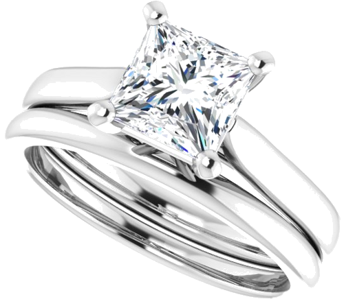 14K White 6 mm Square Engagement Ring Mounting (10)