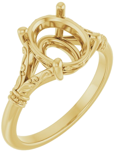 Sužadėtuvių Žiedas „Split Shank“ 585 Geltonojo Aukso Oval 10mm x 8mm (1)