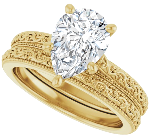 Sužadėtuvių Žiedas „Solitaire“ 585 Geltonojo Aukso Pear Shape 10mm x 7mm (10)