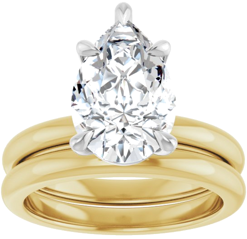 14K Yellow White 12x8 mm Pear Solitaire Engagement Ring Mounting (8)