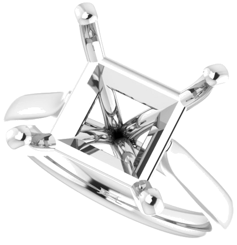 14K White 10 mm Square Engagement Ring Mounting (5)