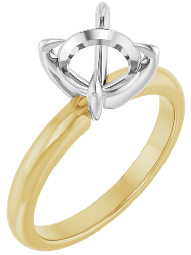14K Yellow White 8.2 mm Round Solitaire Engagement Ring Mounting (1)