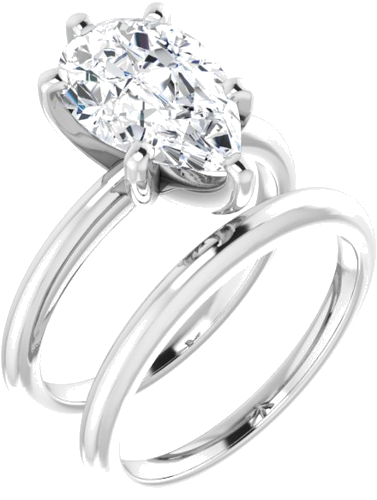 Sužadėtuvių Žiedas „Solitaire“ 585 Baltojo Aukso Pear Shape 12mm x 8mm (6)