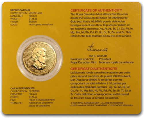 1 oz Klevo lapas 2008 Kanada 99999 auksinė moneta (2)