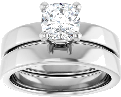 14K White 6 mm Cushion Solitaire Engagement Ring Mounting (8)