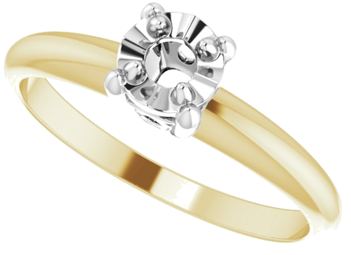14K Yellow   White 2.5 mm Round 4-Prong Illusion Solitaire Ring Mounting (5)