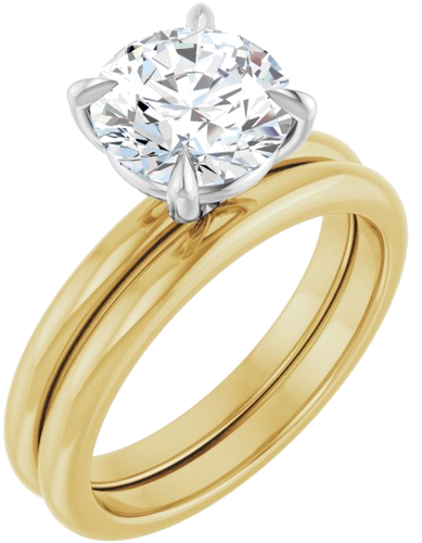 14K Yellow White 8.2 mm Round Solitaire Engagement Ring Mounting (6)