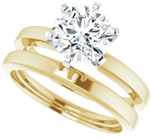 14K Yellow White 7.4 mm Round Solitaire Engagement Ring Mounting (10)