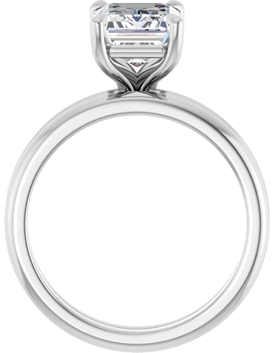 14K White 9x7 mm Emerald Solitaire Engagement Ring Mounting (6)