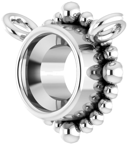 Pakabukas „Beaded Bezel-Set“ 585 Baltojo Aukso Round 3.5mm (2)