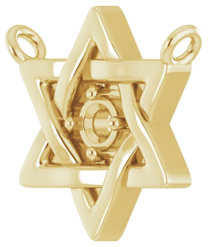 Pakabukas „Star of David“ 585 Geltonojo Aukso Round 2mm (2)