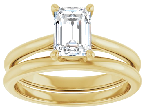 14K Yellow 7x5 mm Emerald Solitaire Engagement Ring Mounting (8)