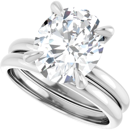 14K White  11x9 mm Oval Solitaire Engagement Ring Mounting (10)