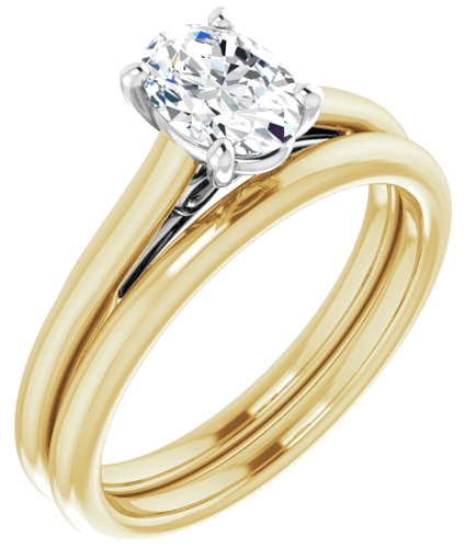 Sužadėtuvių Žiedas „Solitaire“ 585 Baltojo Ir Geltonojo Aukso Oval 7mm x 5mm (6)