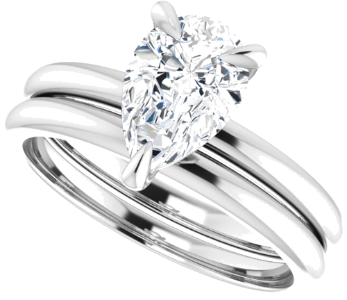 Sužadėtuvių Žiedas „Solitaire“ 585 Baltojo Aukso Pear Shape 9mm x 6mm (10)