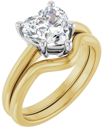 14K Yellow White 8x8 mm Heart Solitaire Engagement Ring Mounting (6)
