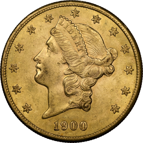 $20 Saint Gaudens/Double Eagle Златна монета на САЩ AU 58 1900 (3)