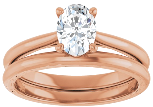 Sužadėtuvių Žiedas „Solitaire“ 585 Rožinis Aukso Oval 7mm x 5mm (8)