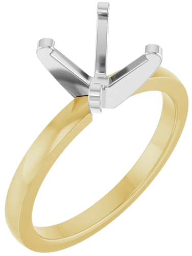 14K Yellow White 7.8-8.6 mm Round Solitaire Engagement Ring Mounting (1)